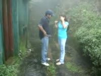 Dude fucks her sister while raining